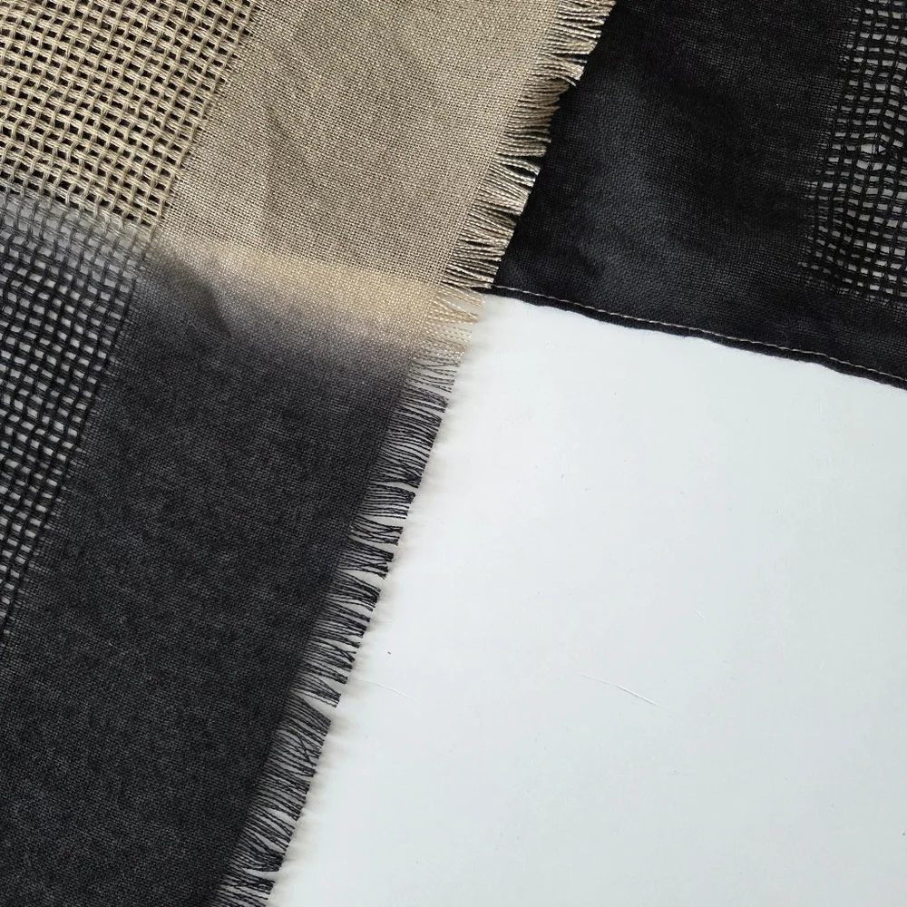 NWT Echo Ombre Neutral Woven Striped Textured Scarf‎ 25×85 Black Tan Brown Pink